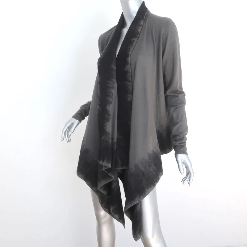 Donna Karan Draped Cardigan Gray Embroidered Cashmere-Wool Size Small