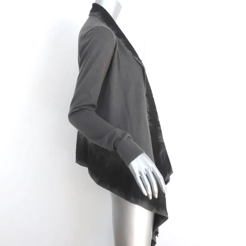 Donna Karan Draped Cardigan Gray Embroidered Cashmere-Wool Size Small