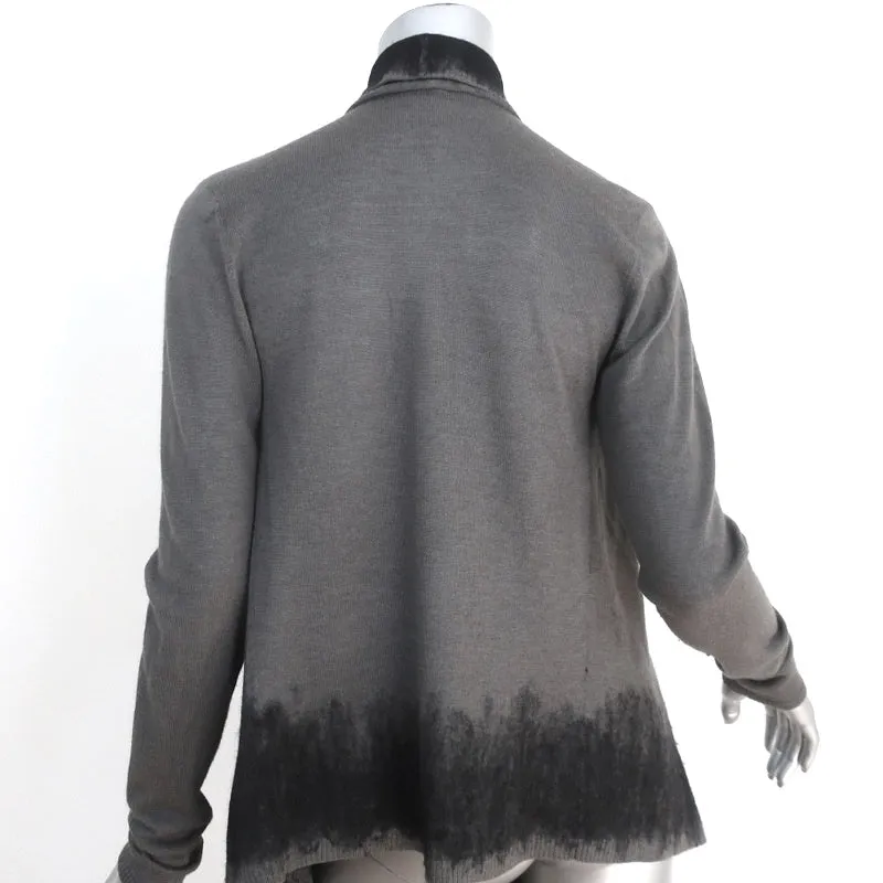 Donna Karan Draped Cardigan Gray Embroidered Cashmere-Wool Size Small