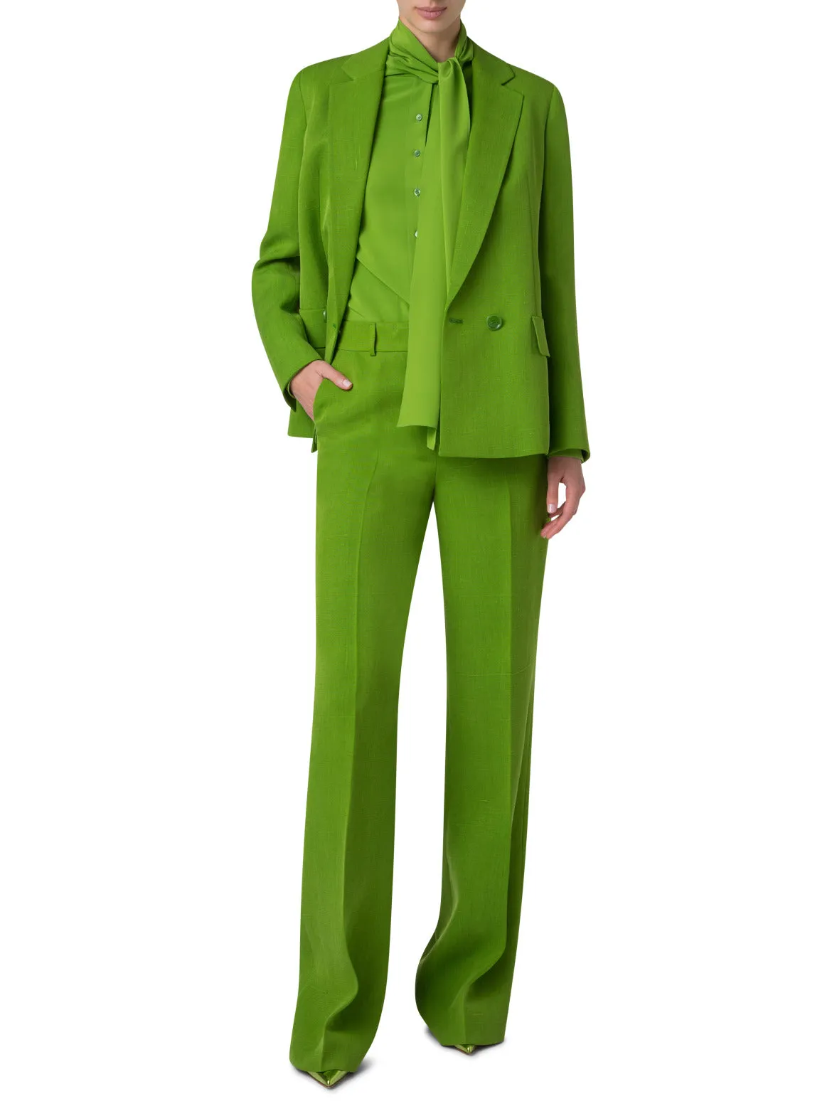Double Breasted Blazer in Shantung Silk