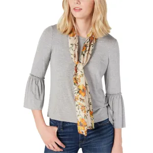 Echo Women's Nomadic Floral Silk Striped Shiny Accent Oblong Scarf