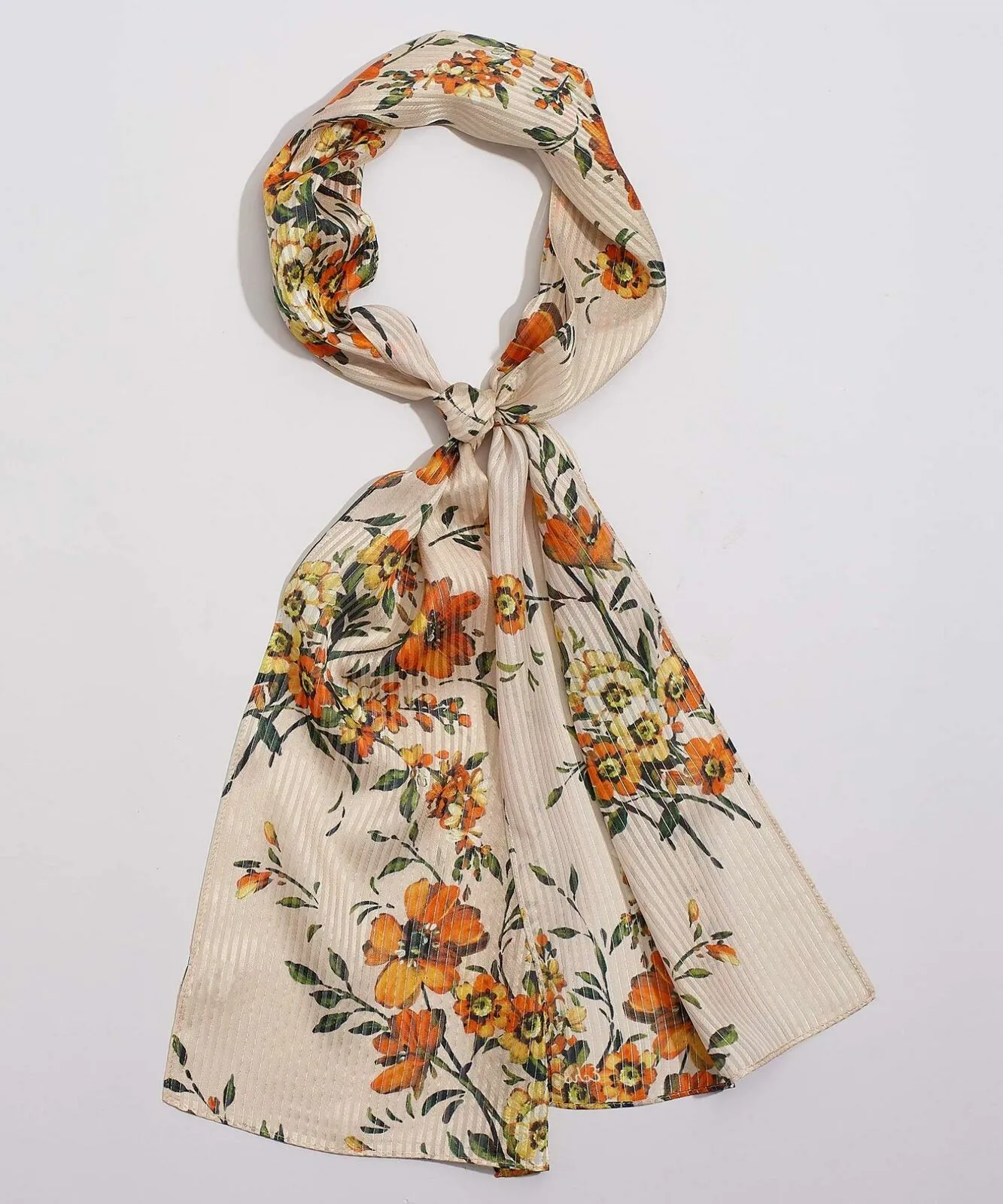 Echo Women's Nomadic Floral Silk Striped Shiny Accent Oblong Scarf