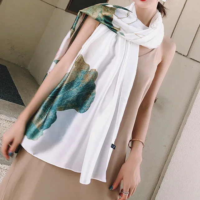 Elegant Fashion Lotus Flower Silk Scarf Shawl Wrap for Women Ladies Girls 90x180