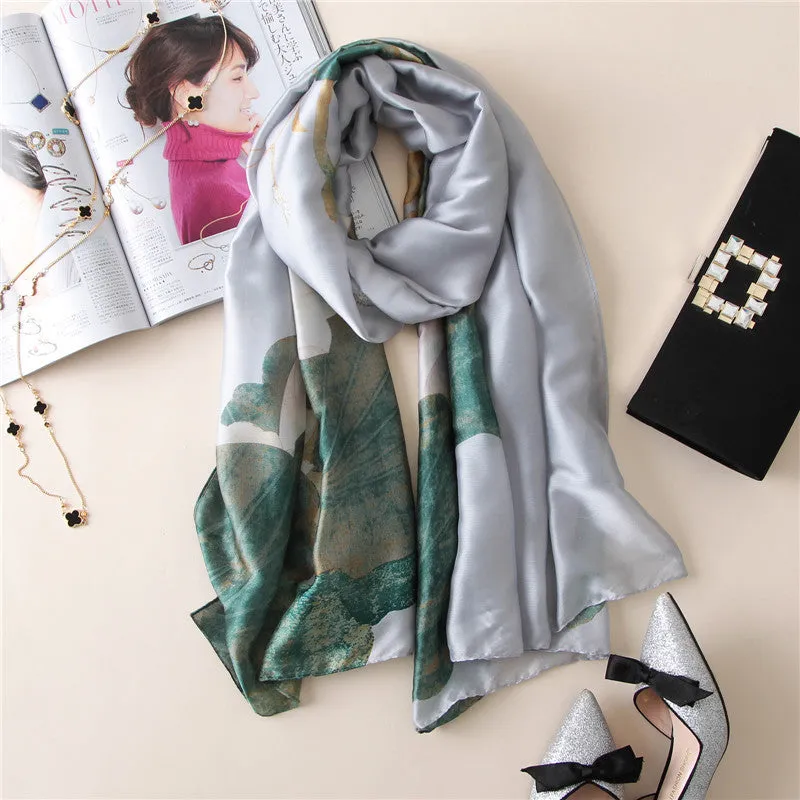Elegant Fashion Lotus Flower Silk Scarf Shawl Wrap for Women Ladies Girls 90x180