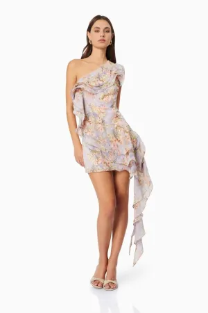 Elliatt - Sahara One Shoulder Floral Mini Dress In Purple