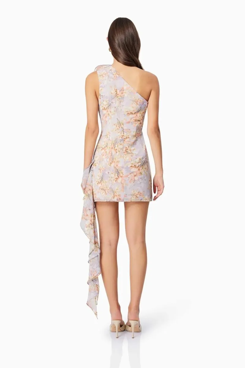 Elliatt - Sahara One Shoulder Floral Mini Dress In Purple