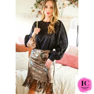 Embrace The Joy Black Satin Blouse