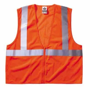 Ergodyne GloWear 8210Z Class 2 Economy Vests with Pocket, Zipper Closure, 4XL/5XL, Orange, 21049
