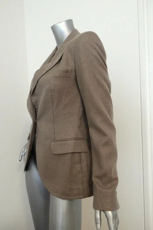 Escada Blazer Savannah Taupe Cashmere-Silk Size 36 One-Button Jacket