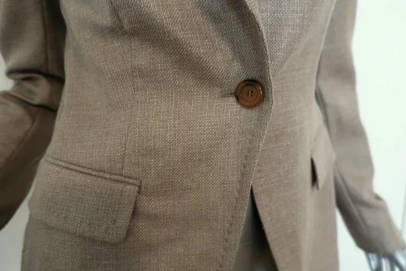 Escada Blazer Savannah Taupe Cashmere-Silk Size 36 One-Button Jacket