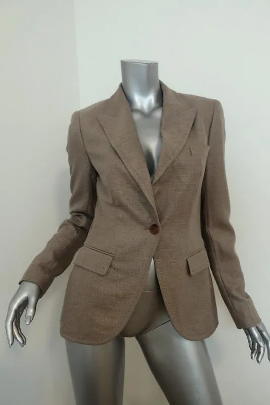 Escada Blazer Savannah Taupe Cashmere-Silk Size 36 One-Button Jacket