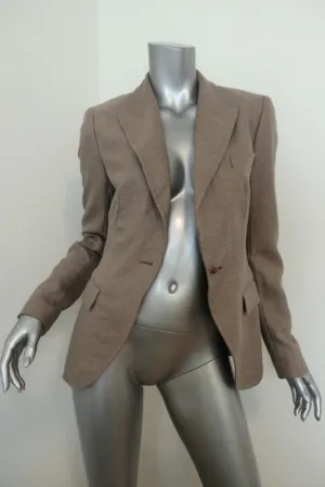 Escada Blazer Savannah Taupe Cashmere-Silk Size 36 One-Button Jacket