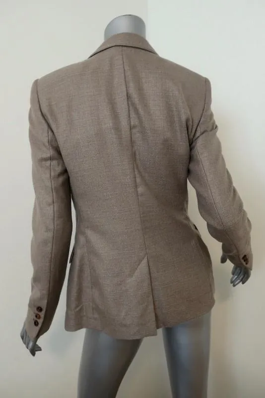 Escada Blazer Savannah Taupe Cashmere-Silk Size 36 One-Button Jacket