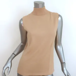 Escada Sleeveless Turtleneck Top Beige Cashmere-Blend Knit Size 38