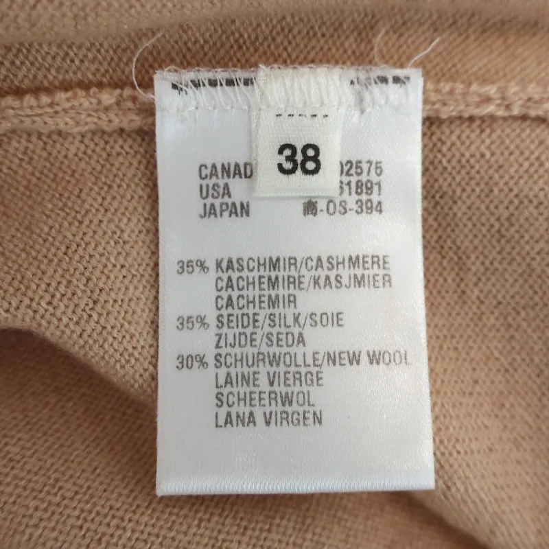 Escada Sleeveless Turtleneck Top Beige Cashmere-Blend Knit Size 38