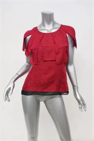 Etro Blouse Red Printed Silk Size 42 Sleeveless Tie-Back Top