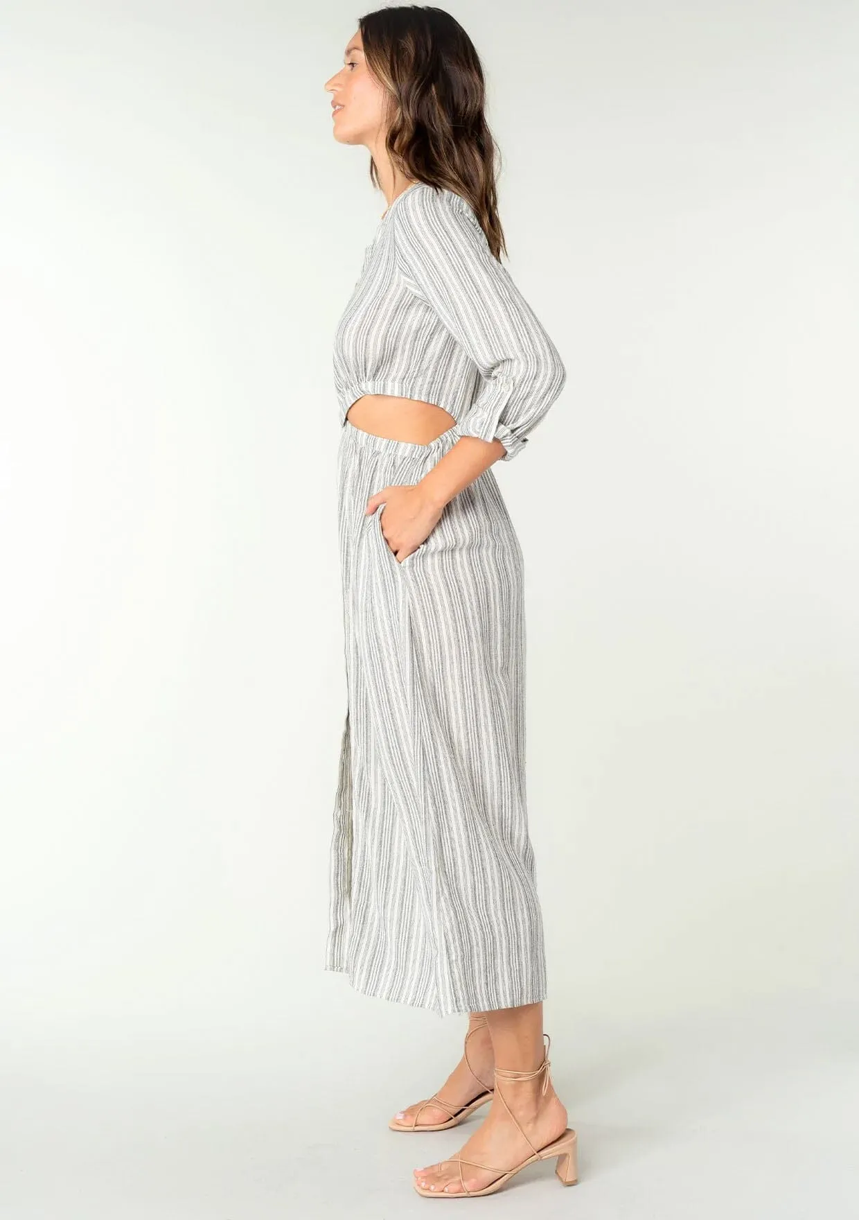 Fallon Cutout Striped Midi Dress