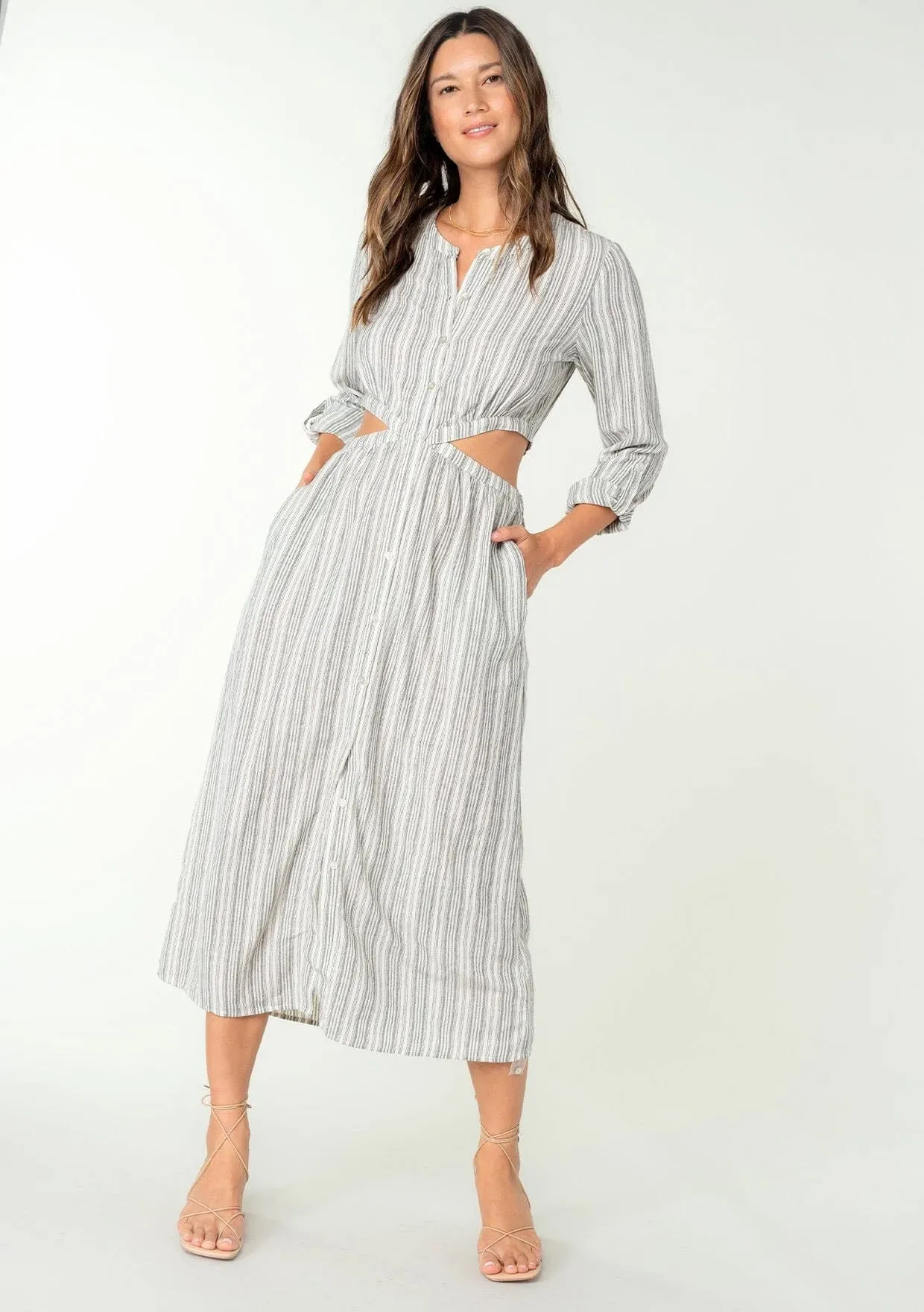 Fallon Cutout Striped Midi Dress