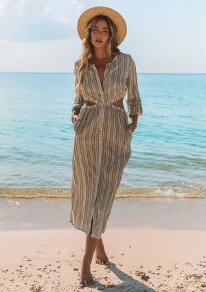 Fallon Cutout Striped Midi Dress