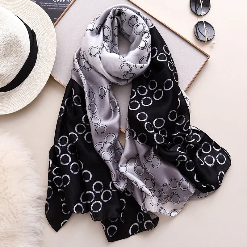 Fashion Contrast Long Silk Scarf Shawl Wrap for Women Ladies Girls 90x180