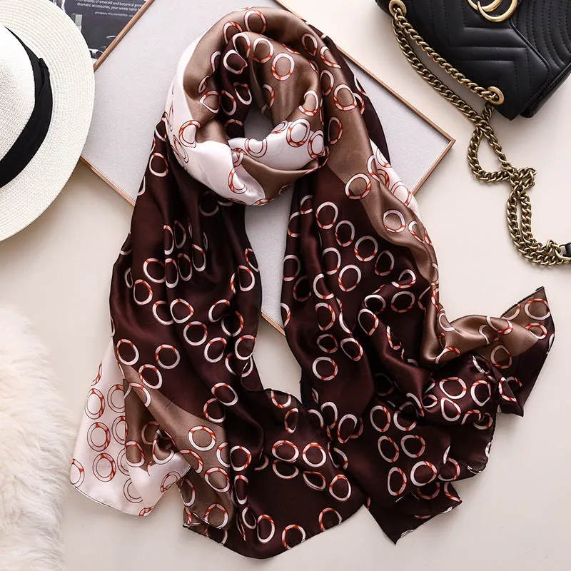 Fashion Contrast Long Silk Scarf Shawl Wrap for Women Ladies Girls 90x180