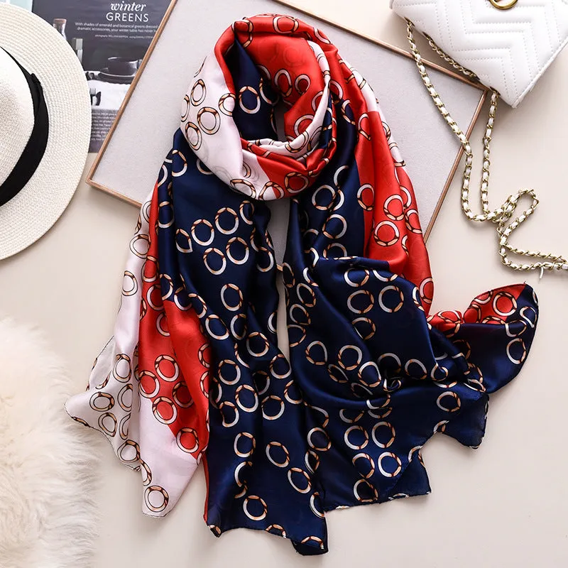 Fashion Contrast Long Silk Scarf Shawl Wrap for Women Ladies Girls 90x180