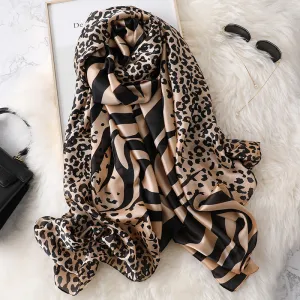 Fashion Warm Leopard Silk Scarf Shawl Wrap for Women Ladies Girls 90x180