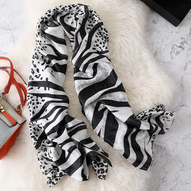 Fashion Warm Leopard Silk Scarf Shawl Wrap for Women Ladies Girls 90x180