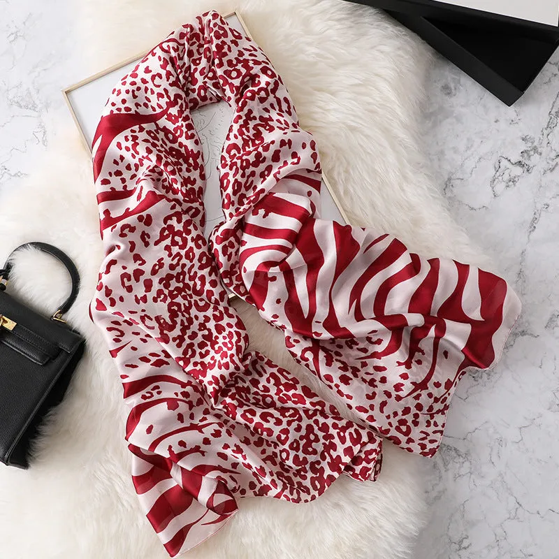 Fashion Warm Leopard Silk Scarf Shawl Wrap for Women Ladies Girls 90x180