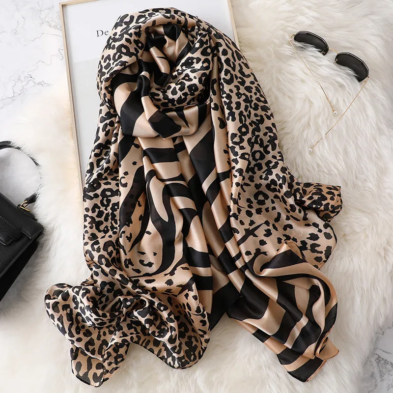 Fashion Warm Leopard Silk Scarf Shawl Wrap for Women Ladies Girls 90x180
