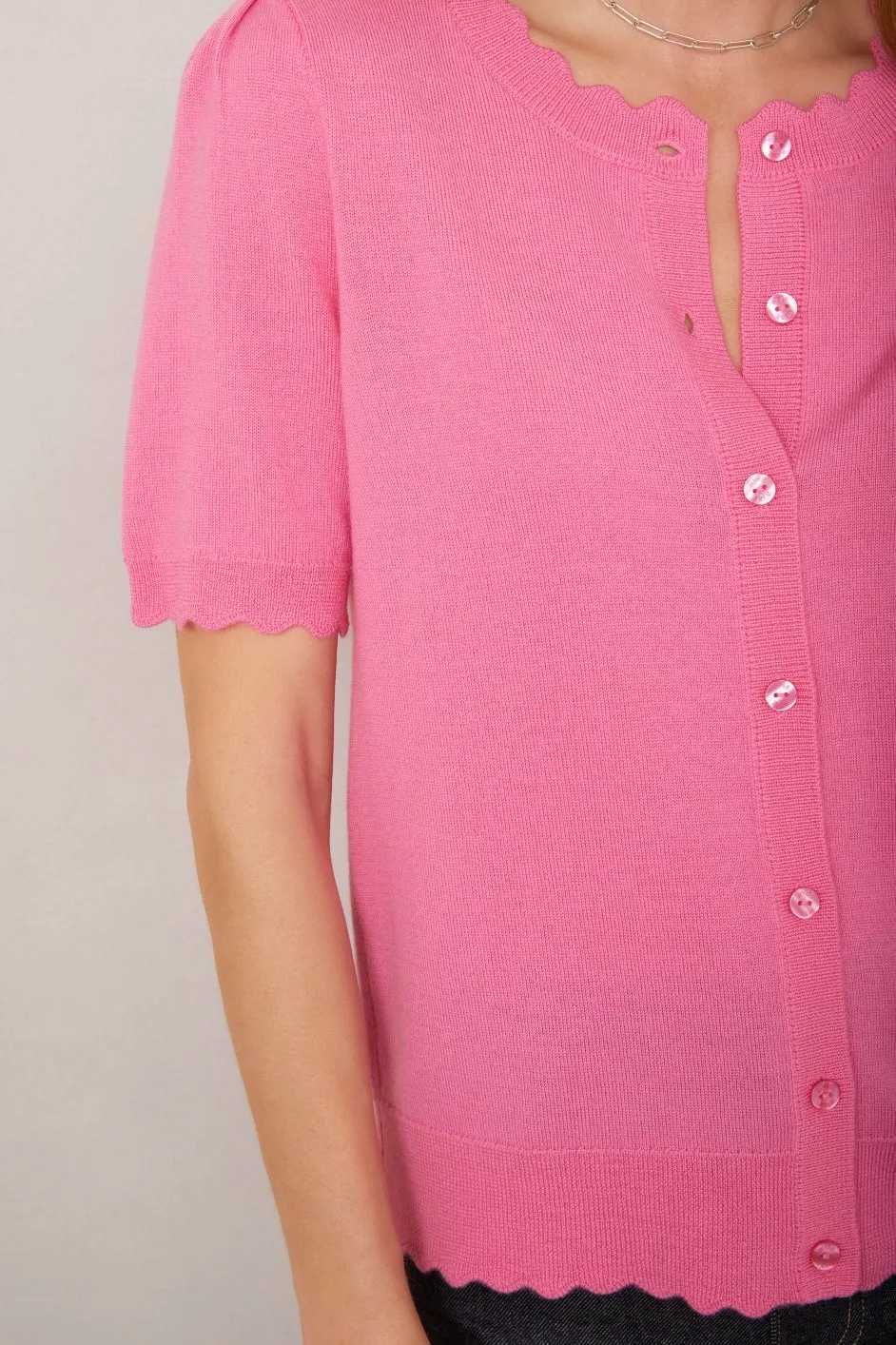Fleurine Short Sleeve Cardigan - Candy Pink