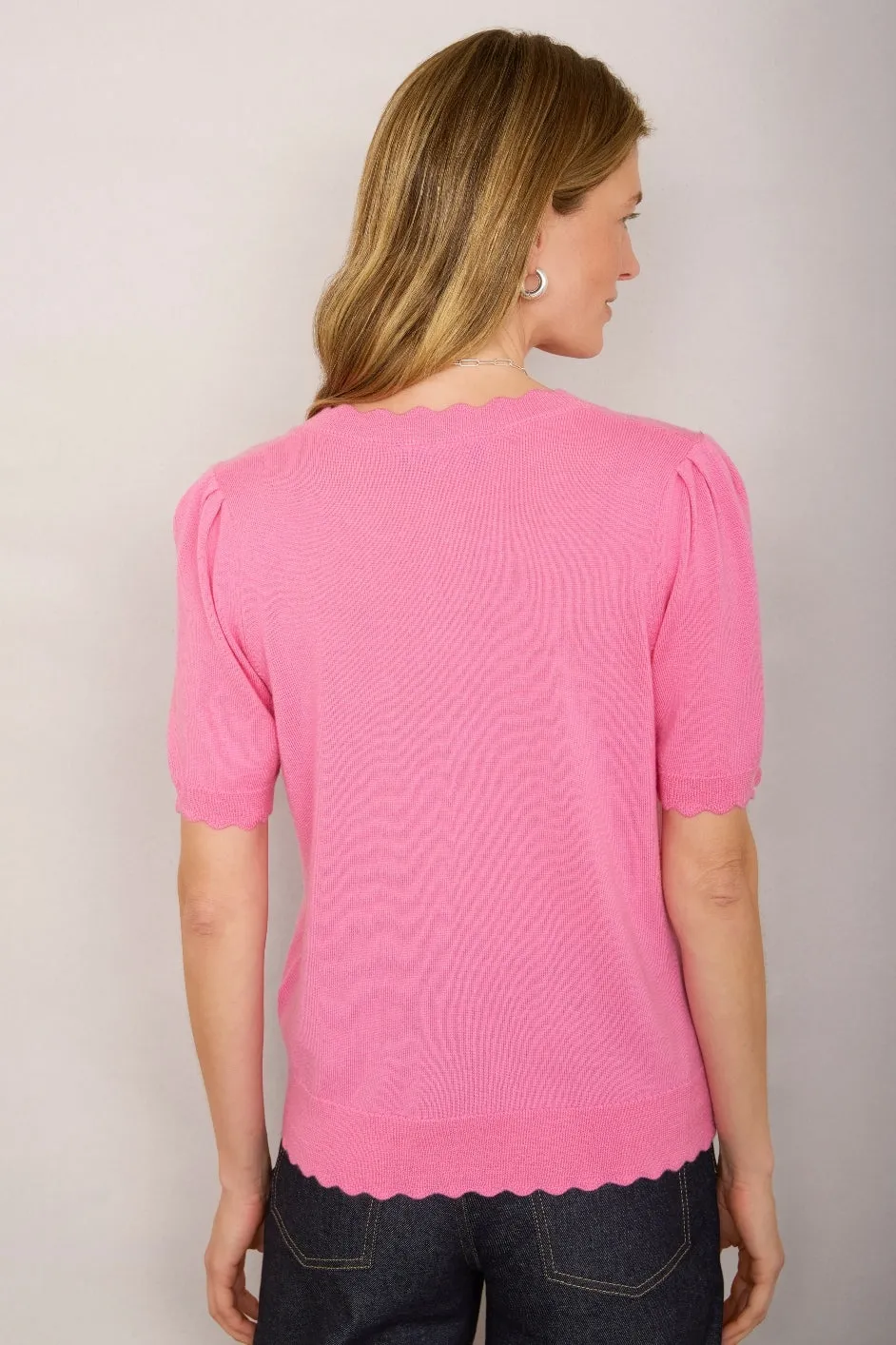 Fleurine Short Sleeve Cardigan - Candy Pink