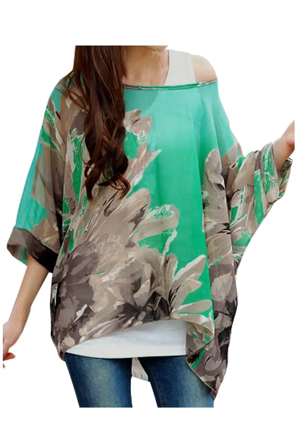 Flimsy Round Neck Loose Chiffon Top