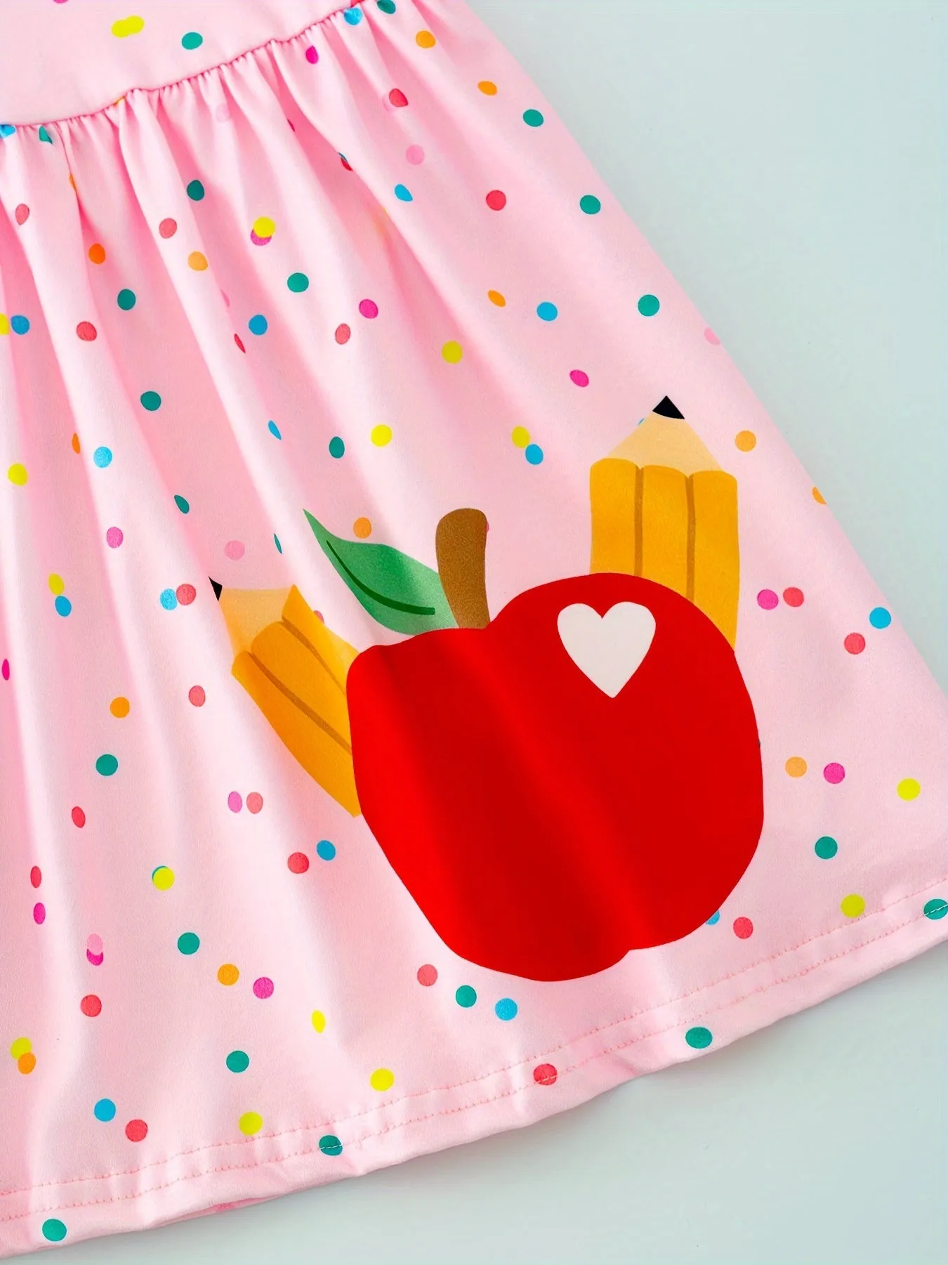 Girls Adorable Fruit Graphic A-line Dress - Short Sleeve, Loose & Comfy for School Days - Lightweight, Breathable Design with Vibrant Prints