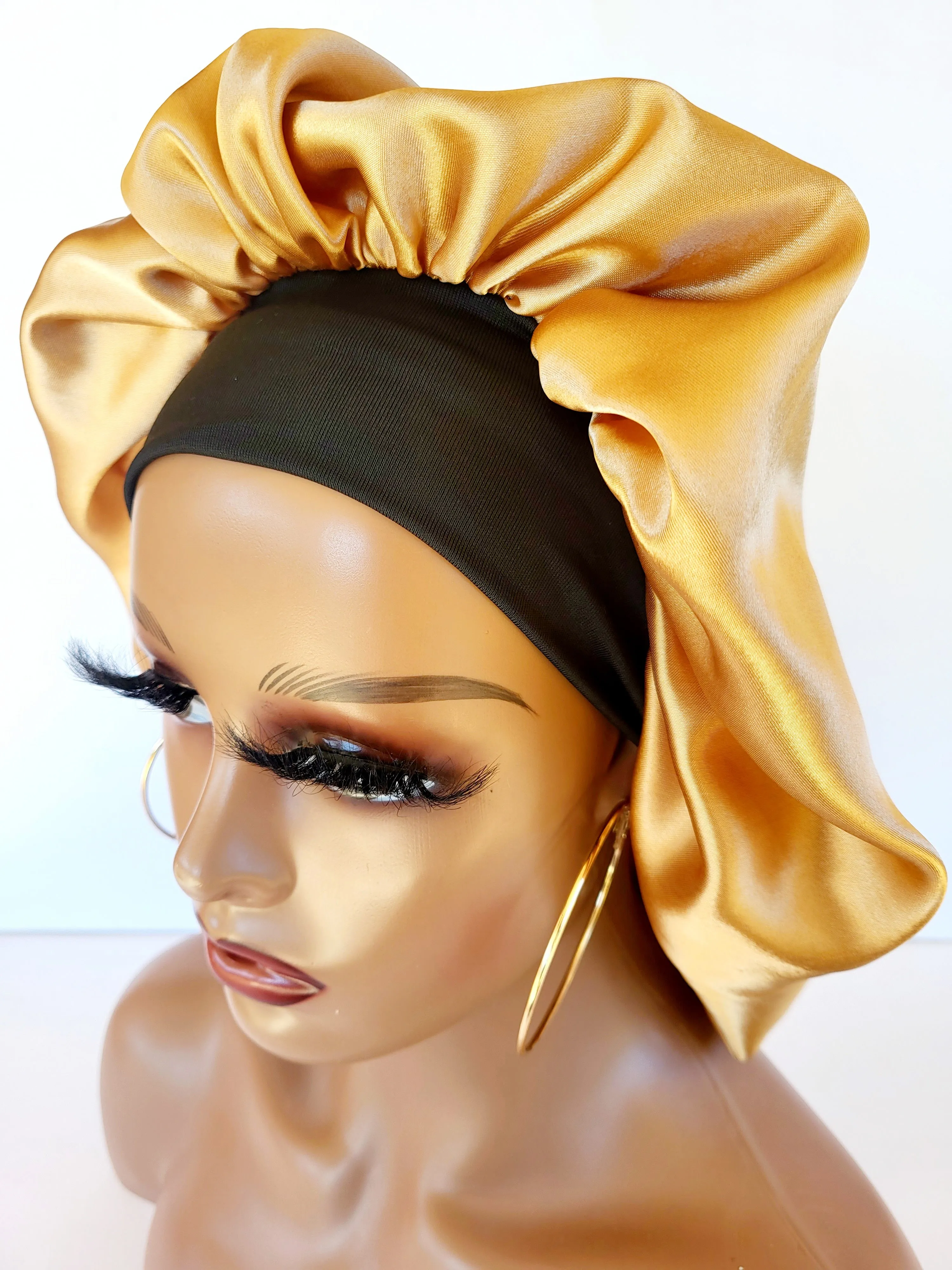 GOLD Wide Band Single Layer Jumbo Satin Bonnet
