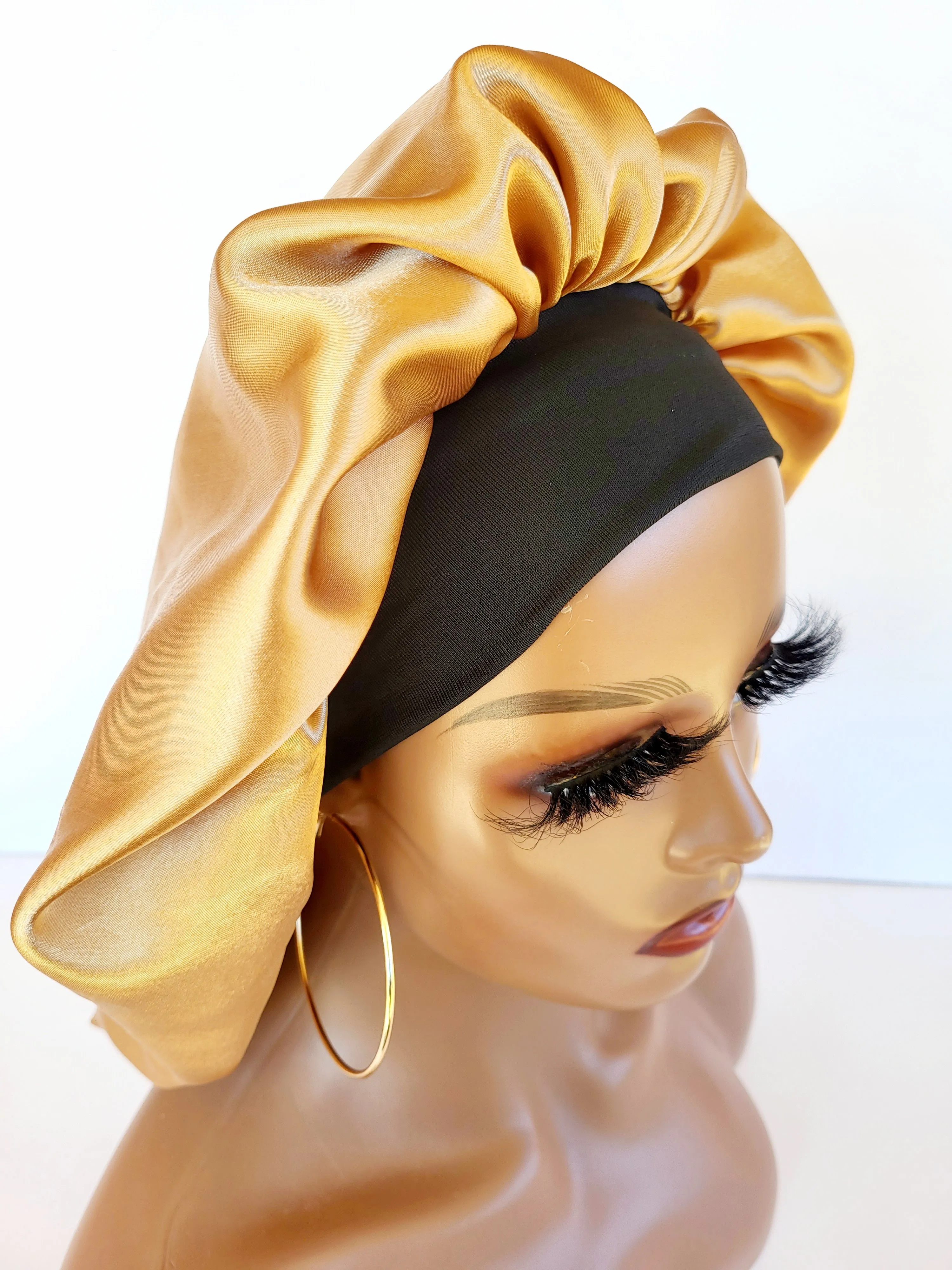GOLD Wide Band Single Layer Jumbo Satin Bonnet