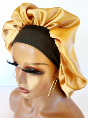 GOLD Wide Band Single Layer Jumbo Satin Bonnet
