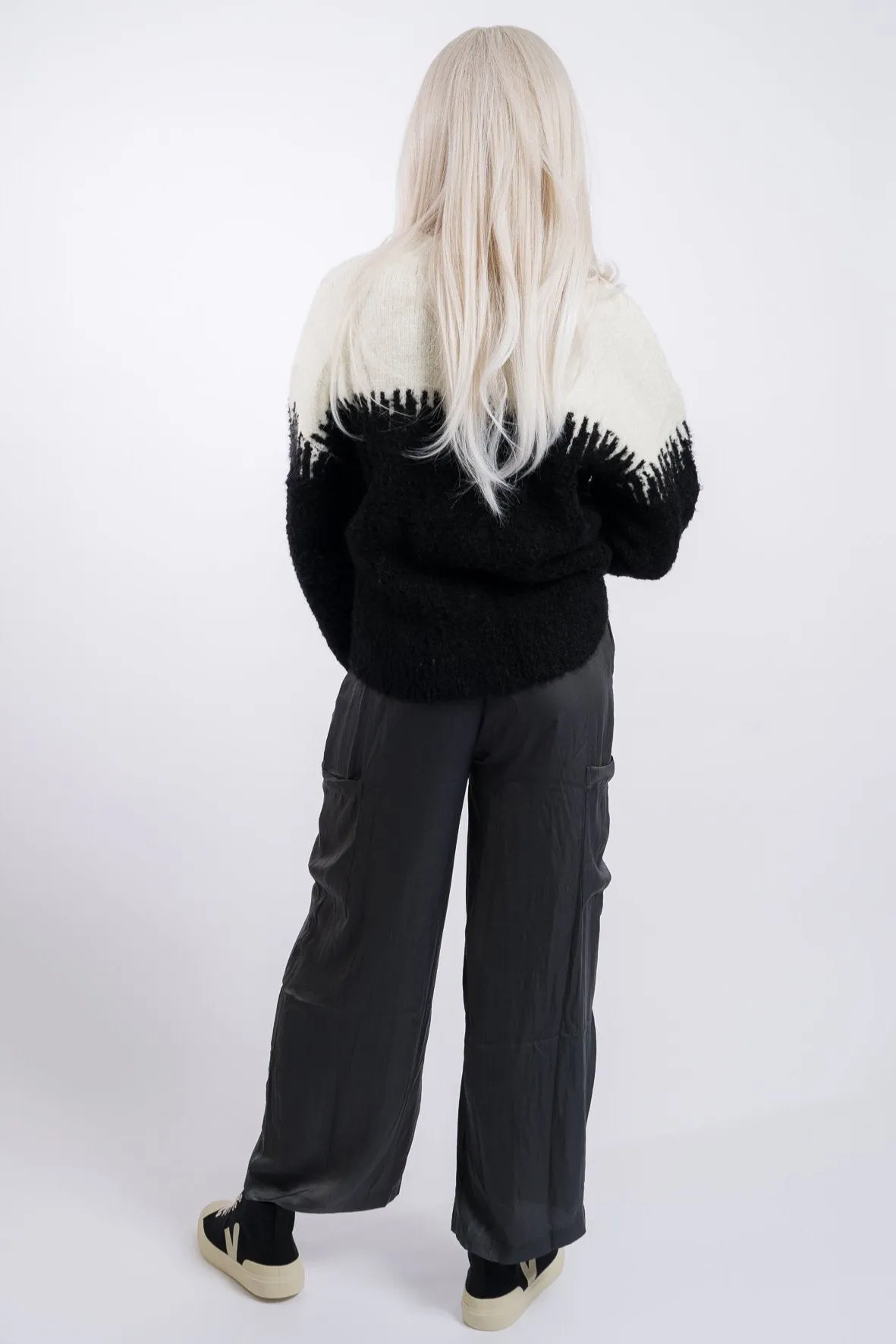 Grade & Gather Satin Cargo Pants - Dark Slate