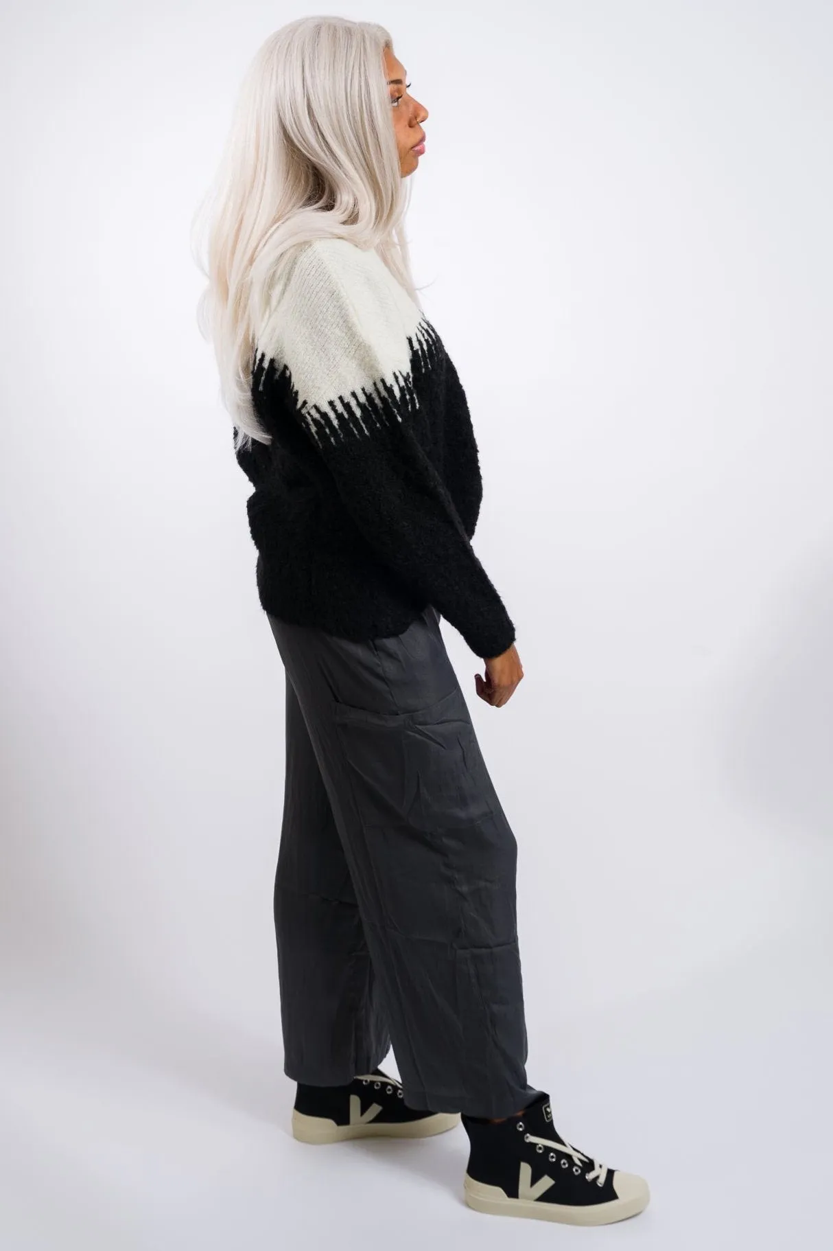 Grade & Gather Satin Cargo Pants - Dark Slate