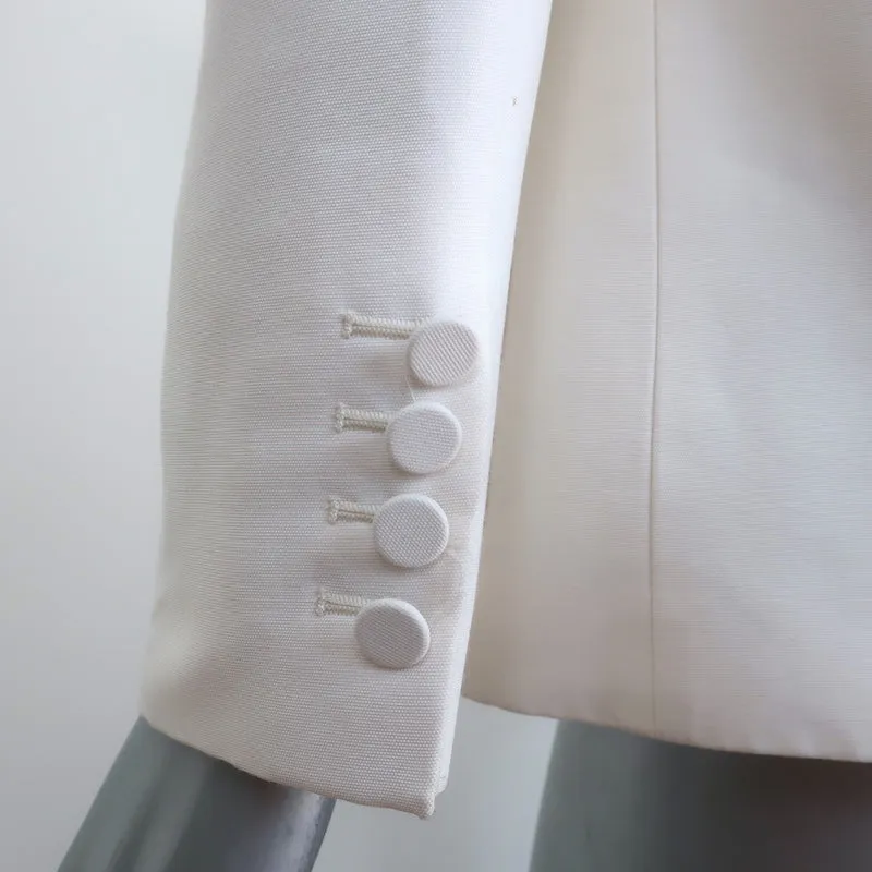 Gucci Blazer Cream Cotton-Blend Size 42 Two-Button Jacket