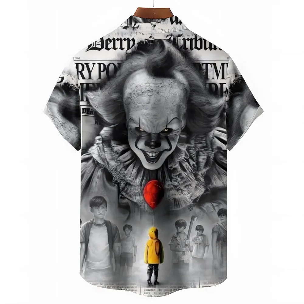 Halloween Horror Print Casual Short Sleeve Shirt 2408002750