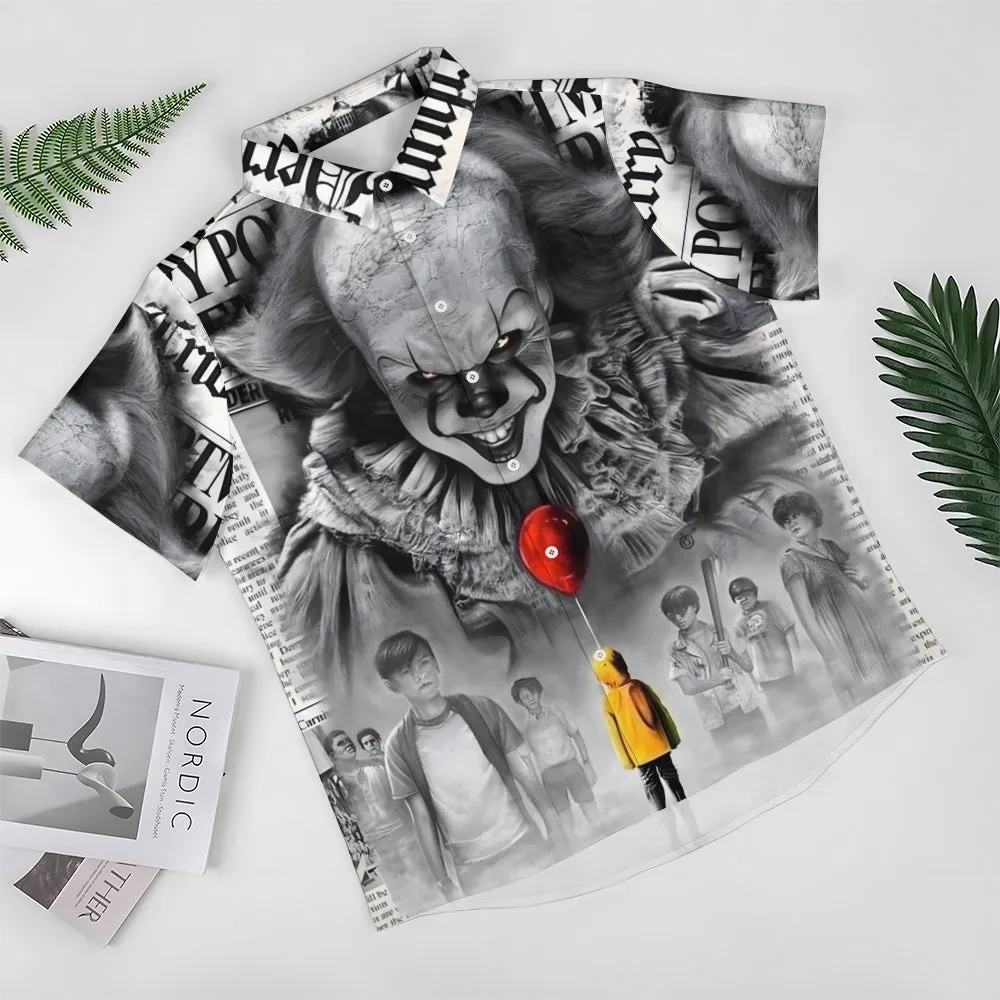 Halloween Horror Print Casual Short Sleeve Shirt 2408002750
