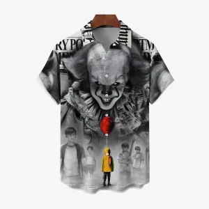 Halloween Horror Print Casual Short Sleeve Shirt 2408002750