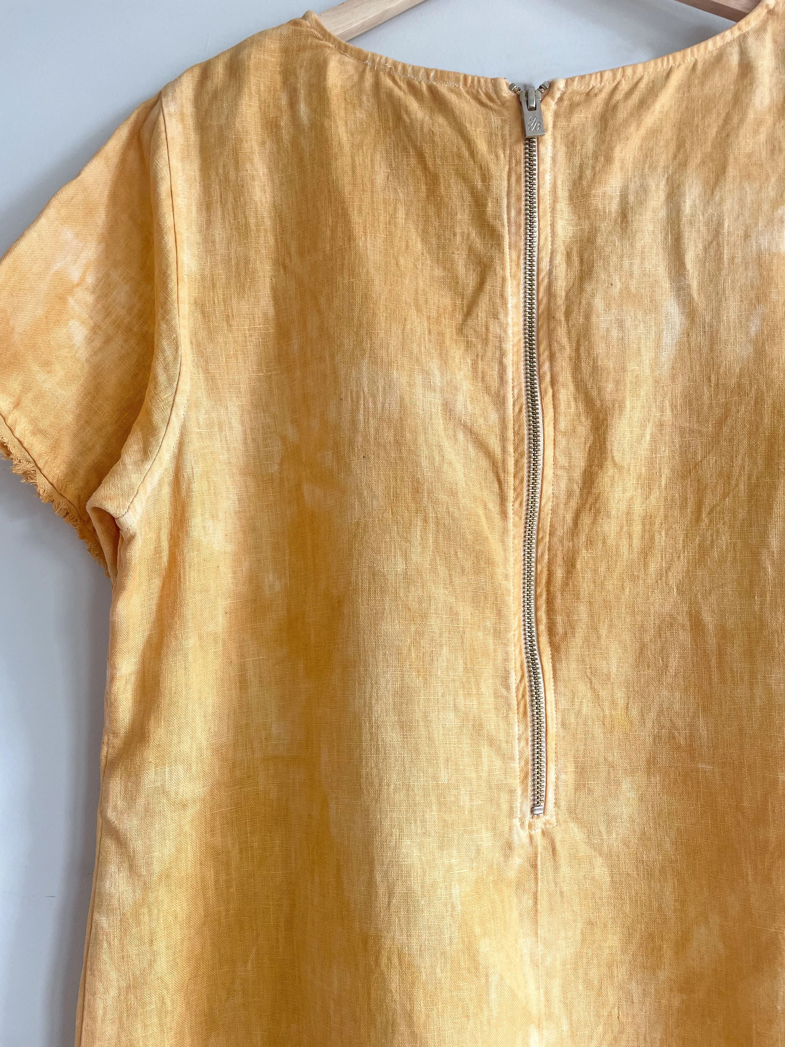 Hand Dyed Linen T-shirt Dress - Onion Yellow