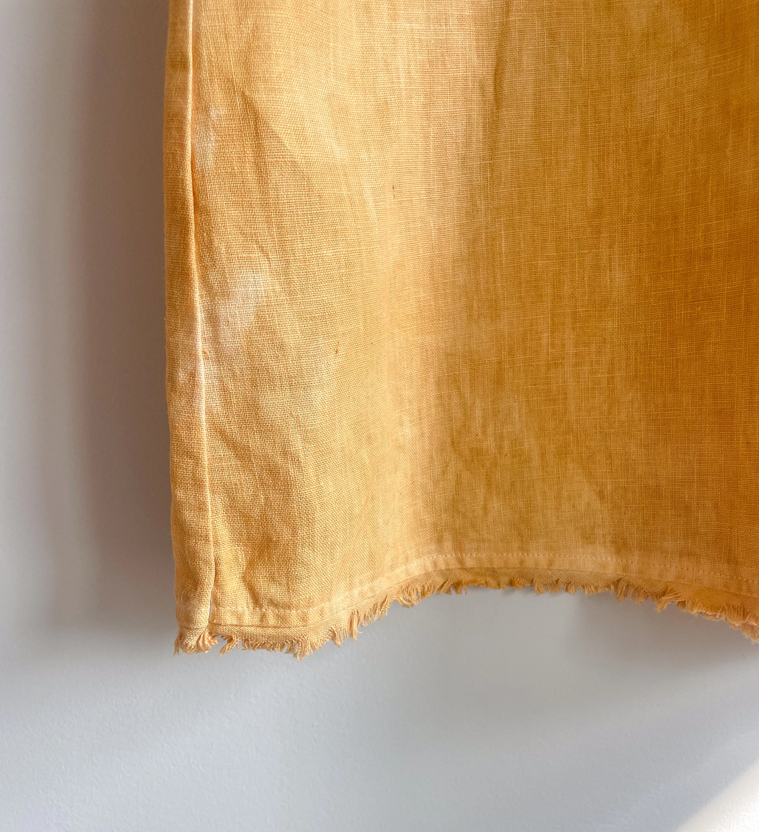 Hand Dyed Linen T-shirt Dress - Onion Yellow