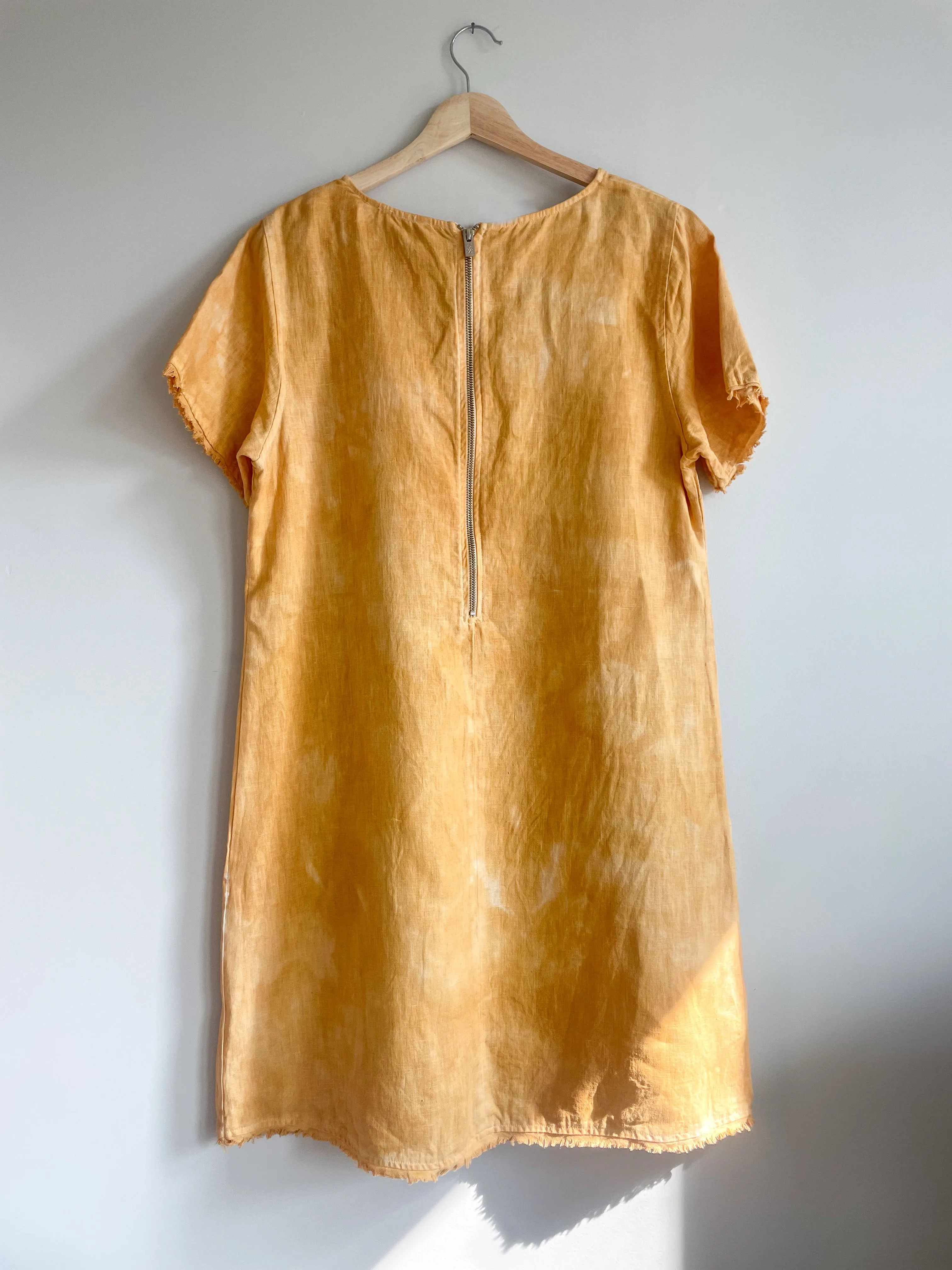 Hand Dyed Linen T-shirt Dress - Onion Yellow