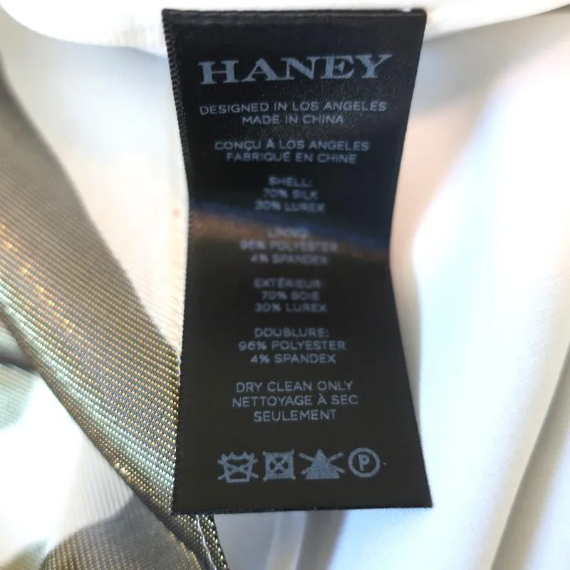 Haney One-Shoulder Midi Dress Malibu Metallic Zebra Print Size Small NEW