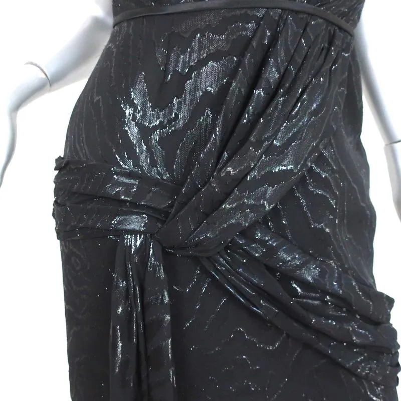 Haney Twist-Front Mini Dress Lexi Black Zebra Print Lurex Jacquard Size 6