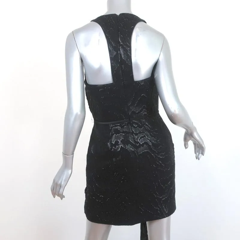 Haney Twist-Front Mini Dress Lexi Black Zebra Print Lurex Jacquard Size 6