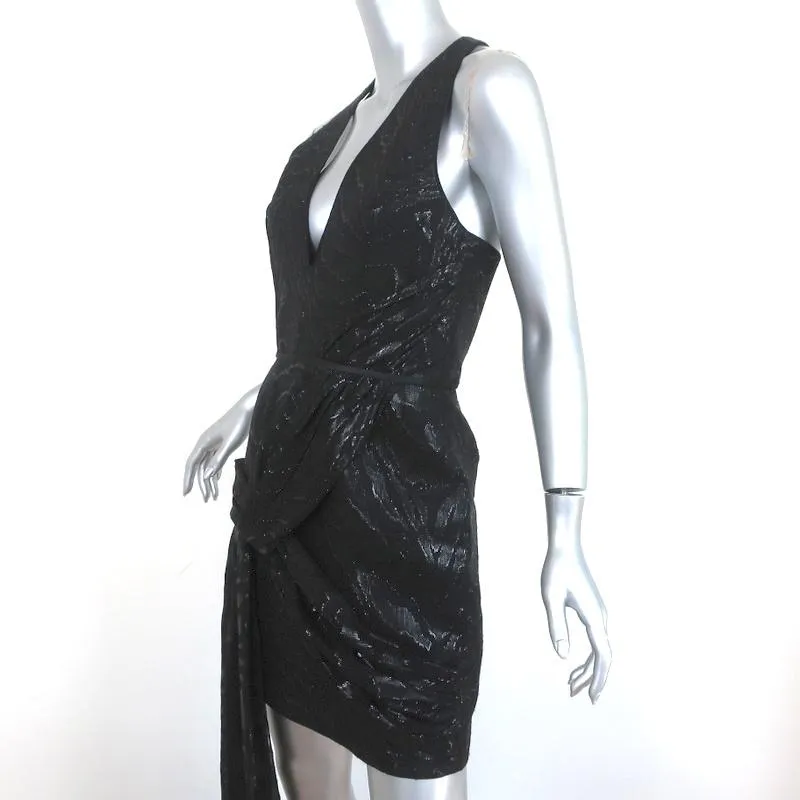 Haney Twist-Front Mini Dress Lexi Black Zebra Print Lurex Jacquard Size 6